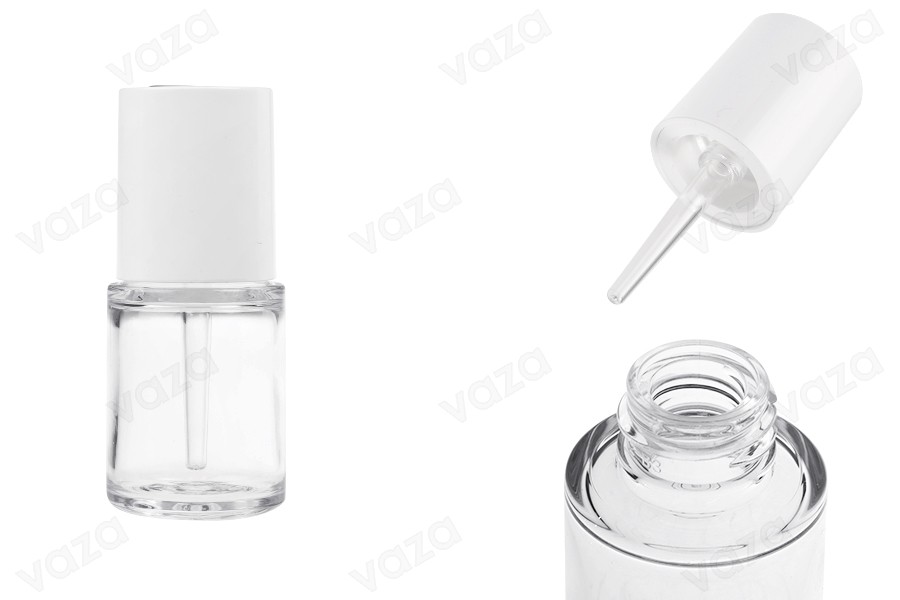 20 ml Kunststoffflasche (PETG) mit weißer Pipette mit Knopf (transparent) und Abtropfvorrichtung-produktbild