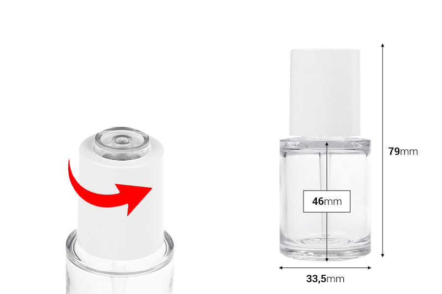 Flacon en plastique (PETG) de 30 ml avec compte-gouttes blanc à bouton (transparent)-photo_dimensions