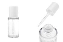 Kunststoffflasche (PETG), 50 ml, mit weißer Pipette mit Knopf (transparent)-produktbild