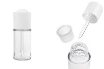 Flacon en plastique (PETG) de 30 ml avec compte-gouttes blanc avec bouton et égouttoir-photo_produit