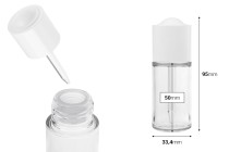 Flacon en plastique (PETG) de 30 ml avec compte-gouttes blanc avec bouton et égouttoir-photo_dimensions