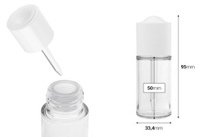 Flacon en plastique (PETG) de 30 ml avec compte-gouttes blanc avec bouton et égouttoir-εικόνα_διαστάσεις