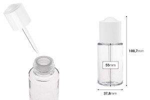 Flacon en plastique (PETG) 50 ml avec compte-gouttes blanc avec bouton et égouttoir-εικόνα_διαστάσεις