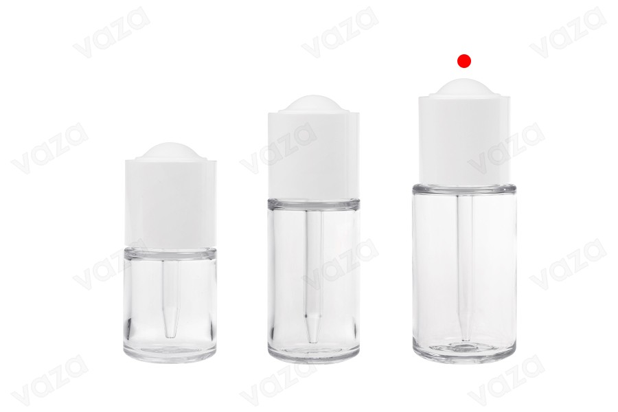 Plastic (PETG) bottle 50 ml with white dropper with button and drainer-image_group