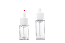 Plastic (PETG) transparent 30 ml square bottle with white dropper Plastic (PETG) transparent 30 ml square bottle with white dropper-image_group