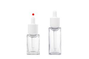 Flacon carré transparent en plastique (PETG) de 30 ml avec compte-gouttes et égouttoir blancs.-εικόνα_σύνθεση