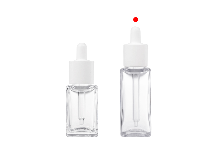 Πλαστικό (PETG) διάφανο μπουκαλάκι 50 ml σε τετράγωνο σχήμα με λευκό σταγονόμετρο-εικόνα_σύνθεση