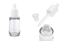 Plastic (PETG) transparent 30 ml bottle in cylindrical shape with white dropper and drainer-image_product