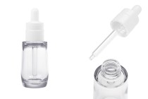 Transparente 30-ml-Flasche aus Kunststoff (PETG) in zylindrischer Form mit weißer Pipette-produktbild