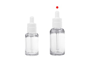 Flacone in plastica trasparente (PETG) di forma cilindrica da 50 ml con contagocce bianco-εικόνα_σύνθεση