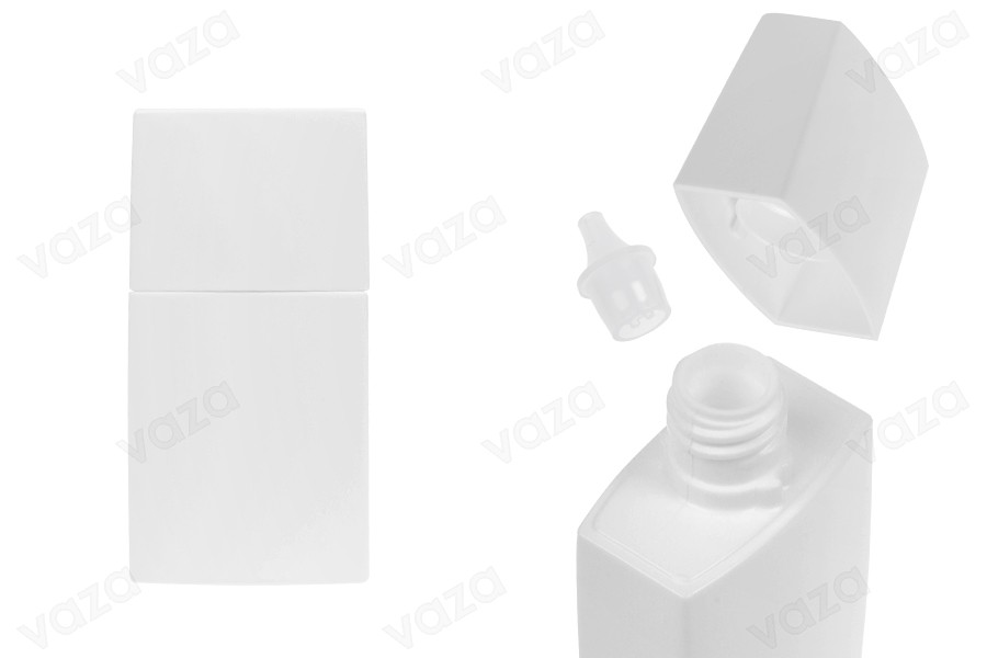 Plastic (PETG) bottle 30 ml in white color with cap and spout for liquid cosmetics-image_product