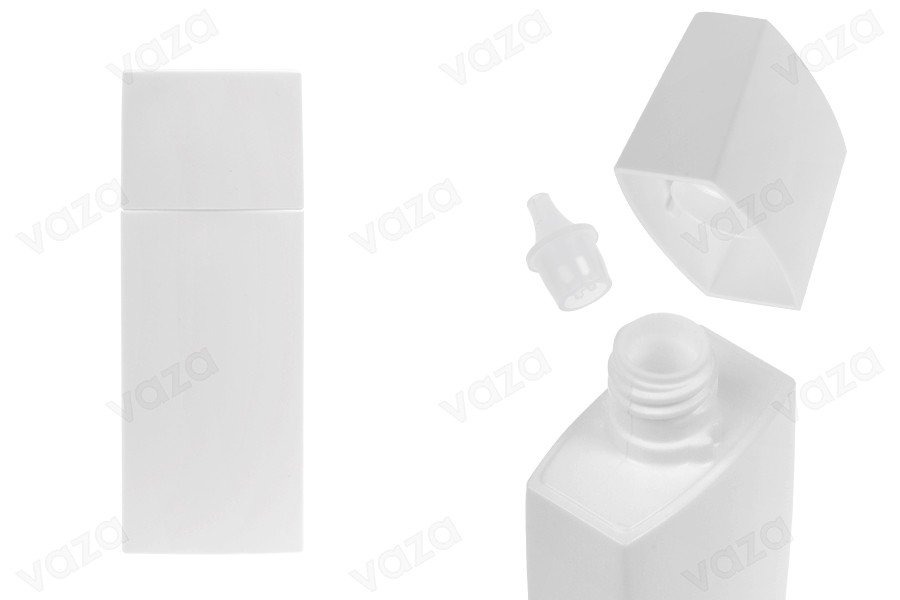 50 ml Kunststoffflasche (PETG) in Weiß mit Verschluss und Ausgießer für flüssige Kosmetika 50 ml Kunststoffflasche (PETG) in Weiß mit Verschluss und Ausgießer für flüssige Kosmetika-produktbild