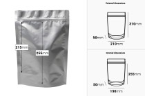 Aluminum Doypack stand-up pouch, 210x50x310 mm with zipper, heat sealable, 100 pcs-image_dimensions
