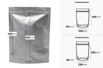Sacchetti tipo Doy Pack in alluminio 250x50x350 mm, termosaldabili e con chiusura a zip - 100pz-εικόνα_διαστάσεις
