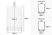 Συσκευασία (ασκός) τύπου Doy Pack διάφανη 380 ml με λευκό καπάκι Συσκευασία (ασκός) τύπου Doy Pack διάφανη 380 ml με λευκό καπάκι-εικόνα_διαστάσεις