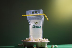 Doy Pack Typ 350ml transparent mit Reißverschluss und Löchern für Strohhalm und Transport-bildgruppe
