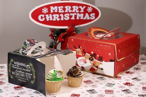 Christmas paper gift box 250x250x150 mm with handle - 10 pcs-3