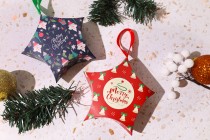 Christmas paper gift box 120x40x120 mm with ribbon - 10 pcs