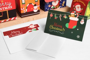 Χριστουγεννιάτικη ευχετήρια χάρτινη κάρτα 140x90 mm - 10 τμχ-εικόνα_σύνθεση