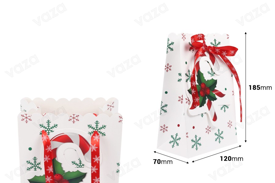Sac cadeau de Noël en papier 120x70x185 mm - 20 pièces Sac cadeau de Noël en papier 120x70x185 mm - 20 pièces-εικόνα_διαστάσεις