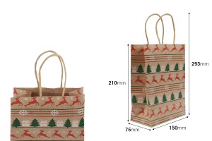 Sac cadeau de Noël en papier 150x75x210 mm - 12 pièces-photo_dimensions