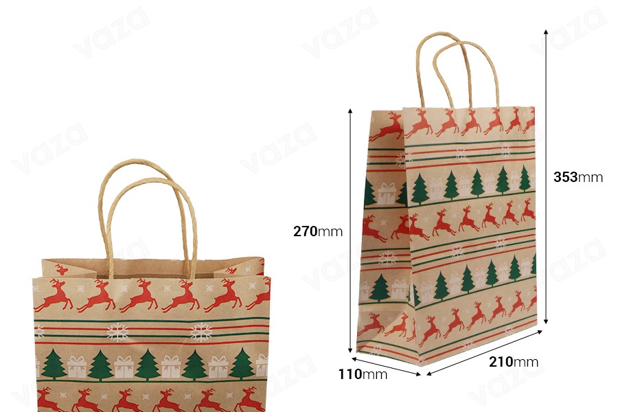Sac cadeau de Noël en papier 210x110x270 mm - 12 pièces Sac cadeau de Noël en papier 210x110x270 mm - 12 pièces-photo_dimensions