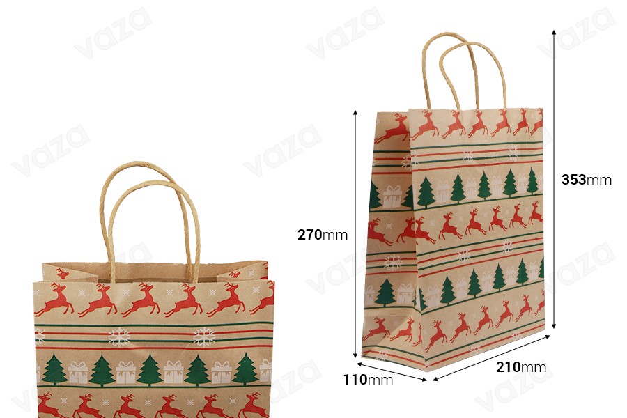 Weihnachtsgeschenktüten aus Papier 210x110x270 mm - 12 Stück Weihnachtsgeschenktüten aus Papier 210x110x270 mm - 12 Stück-εικόνα_διαστάσεις