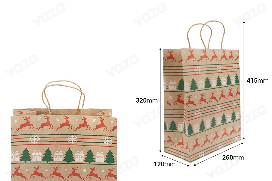 Weihnachtsgeschenktüten aus Papier 260x120x320 mm - 12 Stück Weihnachtsgeschenktüten aus Papier 260x120x320 mm - 12 Stück-εικόνα_διαστάσεις