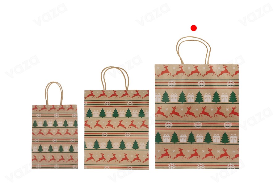 Sac cadeau de Noël en papier 260x120x320 mm - 12 pièces Sac cadeau de Noël en papier 260x120x320 mm - 12 pièces-photo_groupe
