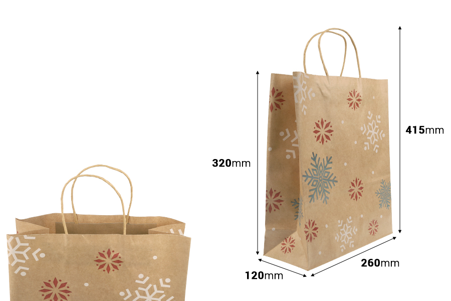 Sac cadeau en papier de Noël dimensions 260x120x320 mm - 12 pièces Sac cadeau en papier de Noël dimensions 260x120x320 mm - 12 pièces-photo_dimensions