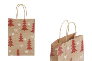 Sac cadeau de Noël en papier dimensions 150x75x210 mm avec ficelle pour poignée - 12 pièces-photo_produit