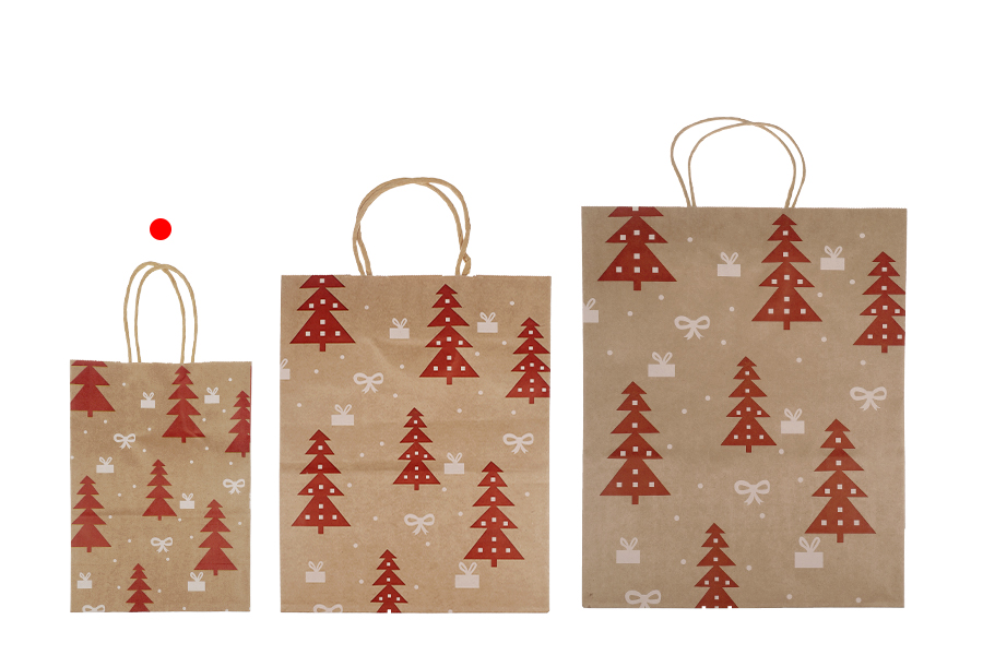 Sac cadeau de Noël en papier dimensions 150x75x210 mm avec ficelle pour poignée - 12 pièces Sac cadeau de Noël en papier dimensions 150x75x210 mm avec ficelle pour poignée - 12 pièces-photo_groupe