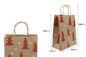 Sac cadeau de Noël en papier dimensions 210x110x270 mm avec ficelle pour poignée - 12 pièces-photo_dimensions