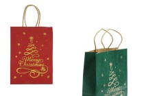 Sac cadeau de Noël en papier dimensions 150x75x210 mm avec ficelle pour poignée - 12 pièces Sac cadeau de Noël en papier dimensions 150x75x210 mm avec ficelle pour poignée - 12 pièces-photo_produit