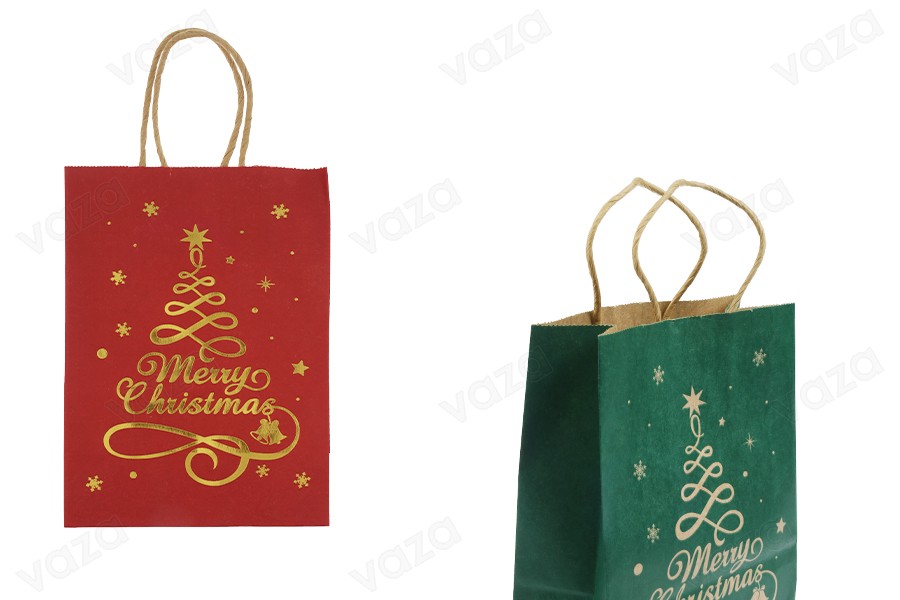 Weihnachtsgeschenktüten aus Papier, Maße 150x75x210 mm, mit Kordel zum Henkeln - 12 Stück Weihnachtsgeschenktüten aus Papier, Maße 150x75x210 mm, mit Kordel zum Henkeln - 12 Stück-produktbild