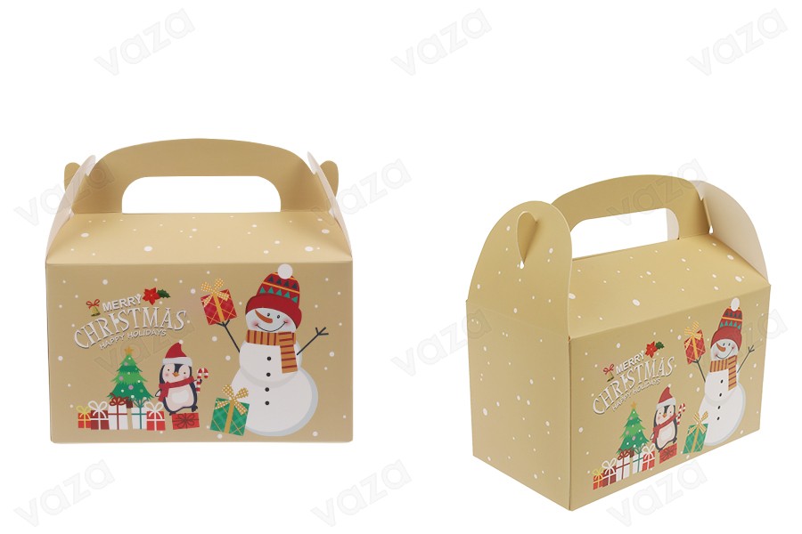Coffret cadeau de Noël en papier 160x90x90 mm avec poignée - 24 pièces-εικόνα_προϊοντική