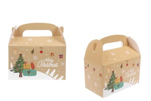 Weihnachtsgeschenkbox aus Papier, Maße 160x90x90 mm, mit Griff - 24 Stück-εικόνα_προϊοντική