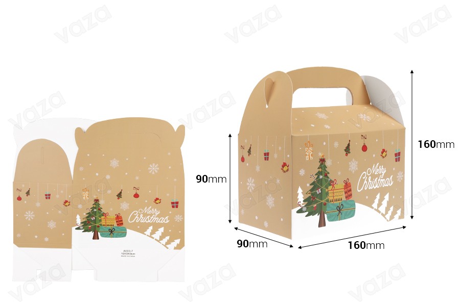 Coffret cadeau de Noël en papier dimensions 160x90x90 mm avec poignée - 24 pièces Coffret cadeau de Noël en papier dimensions 160x90x90 mm avec poignée - 24 pièces-bildabmessungen