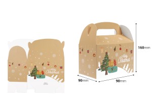 Weihnachtsgeschenkbox aus Papier, Maße 160x90x90 mm, mit Griff - 24 Stück-εικόνα_διαστάσεις