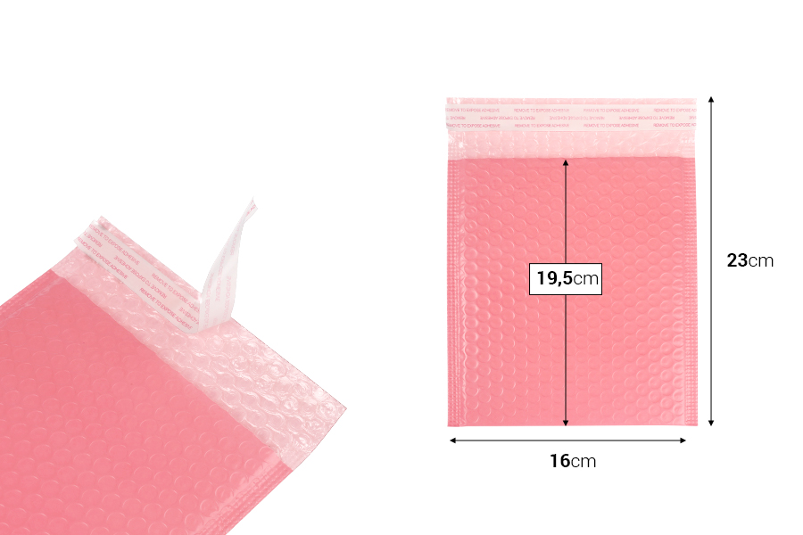 Φάκελοι με αεροπλάστ 16x19,5 cm σε ροζ ματ χρώμα - 10 τμχ Φάκελοι με αεροπλάστ 16x19,5 cm σε ροζ ματ χρώμα - 10 τμχ