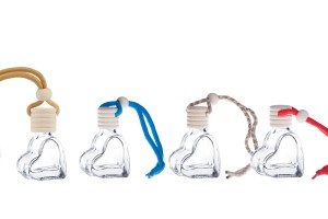 Flacon pour parfum de voiture 4 ml en forme de coeur avec couvercle et bouchon en bois - 25 pcs-εικόνα_προϊοντική