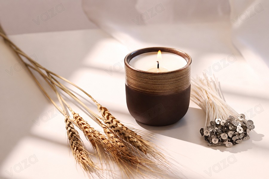 Φυτίλια βαμβακερά κερωμένα για κεριά με μήκος 150 mm και μεταλλική βάση - 100 τμχ-εικόνα_σύνθεση