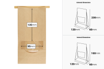 Sacchetti kraft da 120x60x230 mm con finestra e laccetto metallico di chiusura (tin-tie) Sacchetti kraft da 120x60x230 mm con finestra e laccetto metallico di chiusura (tin-tie)-dimensioni_immagine