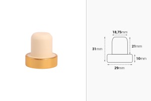 Bouchon en silicone synthétique de couleur doré ou argent-photo_dimensions