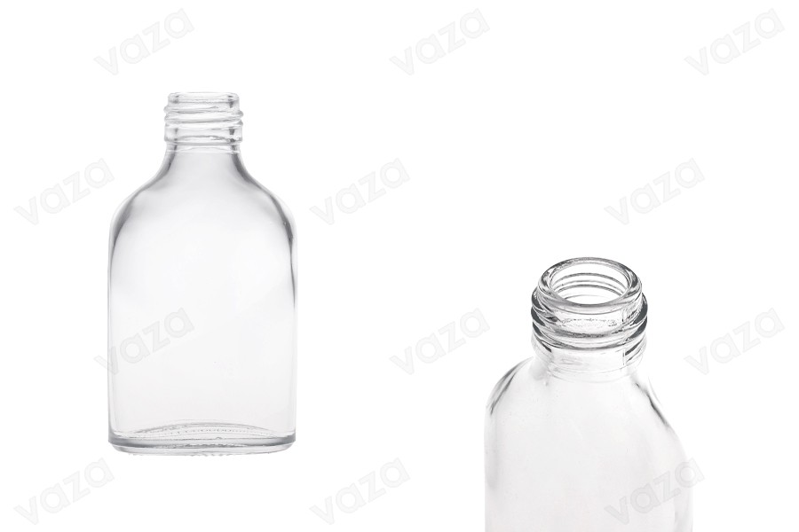 Γυάλινο μπουκάλι 60 ml (PP24) σε πλακέ σχήμα Γυάλινο μπουκάλι 60 ml (PP24) σε πλακέ σχήμα-εικόνα_προϊοντική