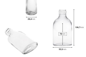 60 ml Glasflasche (PP24) in flacher Form-εικόνα_διαστάσεις
