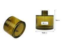 100 ml cylindrical glass bottle in amber or olive color suitable for room fragrance