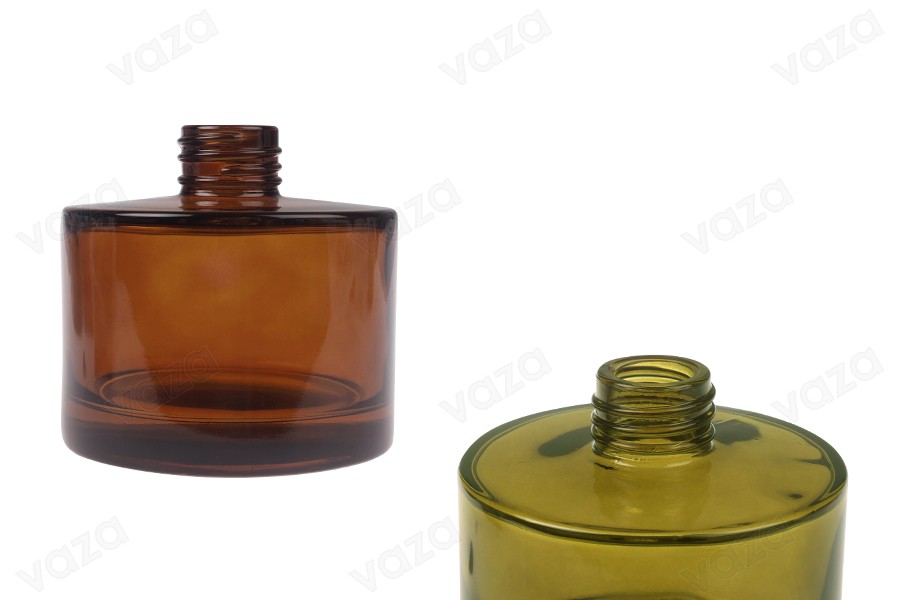 200 ml zylindrische Glasflasche in Bernstein- oder Olivfarbe, geeignet für Raumdüfte-produktbild