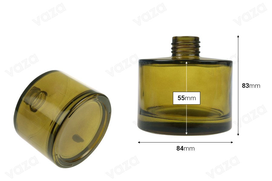 200 ml zylindrische Glasflasche in Bernstein- oder Olivfarbe, geeignet für Raumdüfte-bildabmessungen