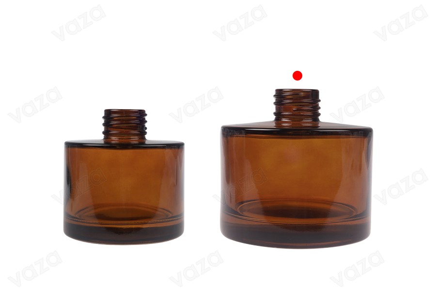 200 ml zylindrische Glasflasche in Bernstein- oder Olivfarbe, geeignet für Raumdüfte-bildgruppe